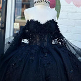Princess Gothic Black Quinceanera Dresses For Sweet 16 Girls Mychicdress